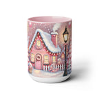 Pink Christmas Village Mug, Christmas Coffee Mug Gift, Merry Christmas Mug, Pink Winter Mug, Holiday Kitchen Decor, Elegant Coffee Mug 15oz