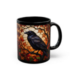 Raven Mug, Stained Glass Crow Coffee Mug, Gothic Raven Mug, Dark Academia Gift, Witchy Fall Mug, Bird Lover Gift, Halloween Cup 11oz, 15oz
