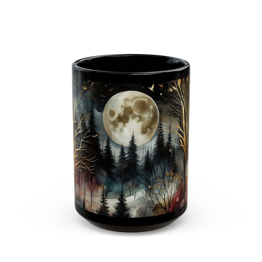 Witchy Moon Mug, Mystical Night Coffee Mug, Dark Forest Mug, Gothic Forest Dark Academia Mug, Mystical Forest Coffee Cup, Halloween Cup 15oz