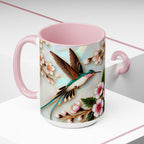 Floral Hummingbird Mug, Nature Lover Coffee Cup, Gift for Her, Cute Bird Mug, Mother Day Gift, Garden Lover Drinkware, Home Decor Cup 15oz