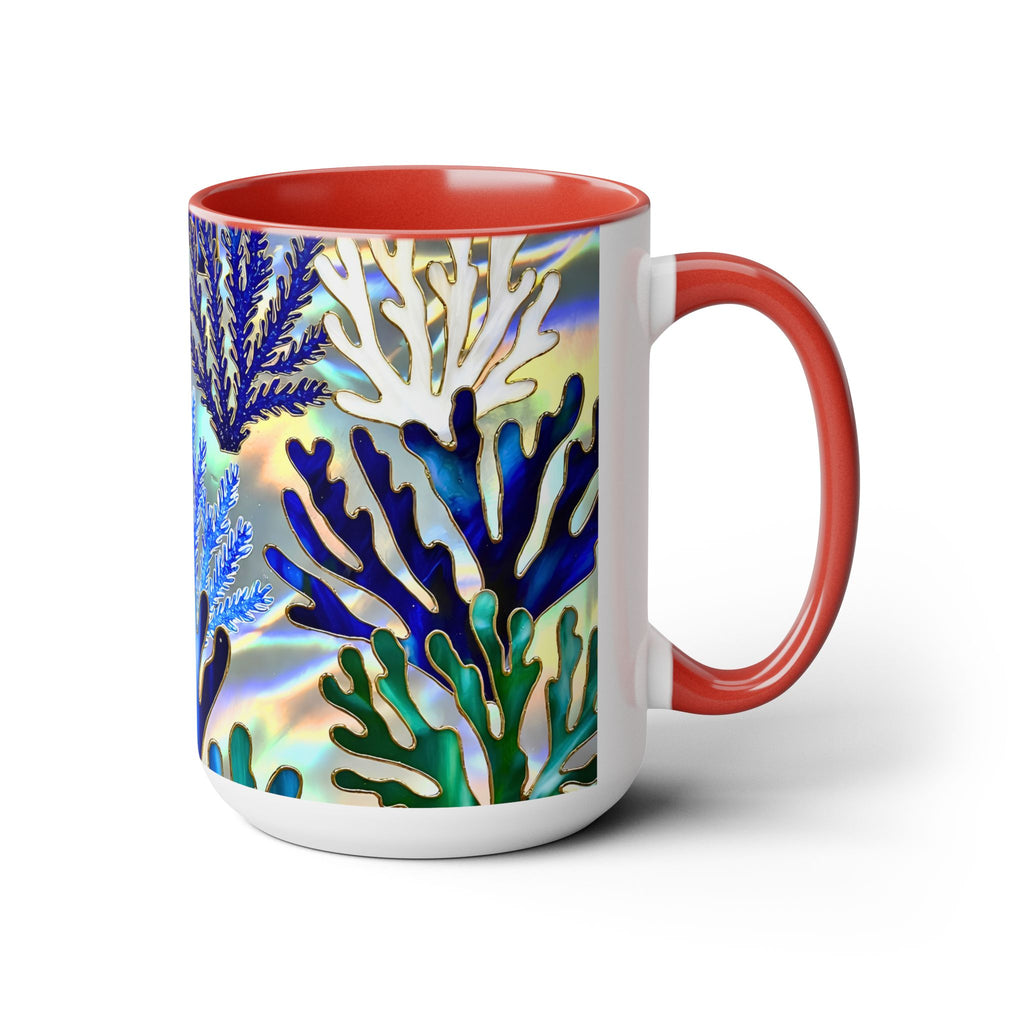 Coral Reef Mug, Stained Glass Style, Ocean Lover Gift Ocean Coffee Cup, Ocean Lover Cup 15oz