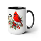 Cardinal Chickadee Mug, Birds on Snowy Branch Mug, Birds Retro Christmas Mug, Winter Mug, Christmas Kitchen Decor Mug, Birds Lover Mug 15oz