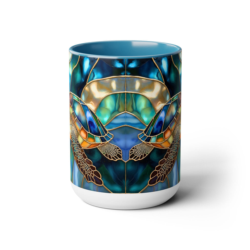 Sea Turtle Mug, Stained Glass Style | Ocean Coffee Cup, Ocean Lover Cup 15oz