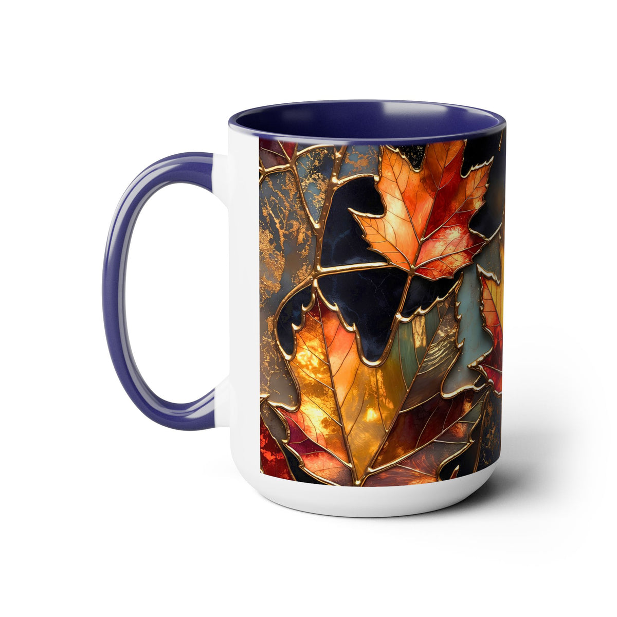 Autumn Leaves Mug, Fall Coffee Mug, Maple Leaf Mug, Stained Glass Style Mug, Thanksgiving Mug, Cozy Fall Gift, Autumn Coffee Cup