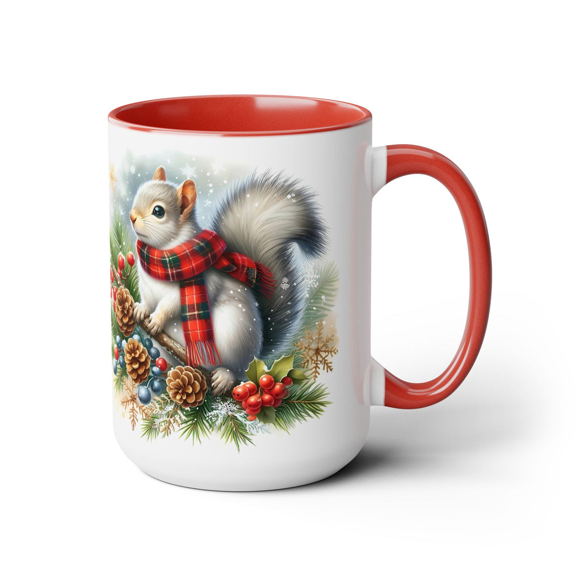 Squirrel Mug, Mug for Squirrell Lovers, Christmas Mug, Winter Ceramic Mug, Coffee Mug, Gift for Squirrell Lovers, Squirrell With Scarf  15oz
