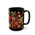 Fall Coffee Mug, Country Fall Autumn Mug, Maple Leaf Mug Pressed Flowers Leaves Style Mug Fall Colors Autumn Lover Gift Rustic Fall Mug 15oz