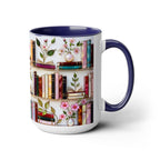 Stained Glass Bookshelf Mug, Book Lover Gift, Floral Bookish Cup, Library Aesthetic Mug, Ceramic Accent Mug, Reader Gift, Cozy Book Mug