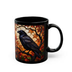 Raven Mug, Stained Glass Crow Coffee Mug, Gothic Raven Mug, Dark Academia Gift, Witchy Fall Mug, Bird Lover Gift, Halloween Cup 11oz, 15oz