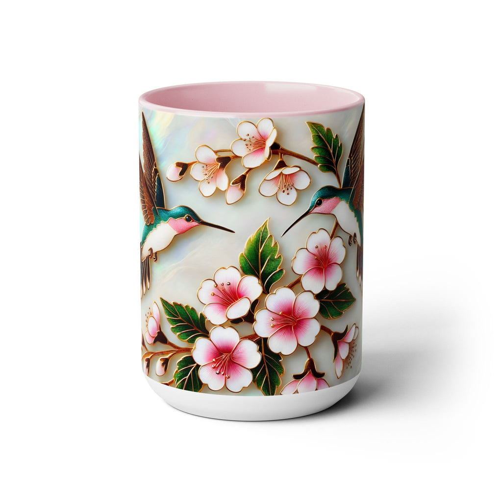 Floral Hummingbird Mug, Nature Lover Coffee Cup, Gift for Her, Cute Bird Mug, Mother Day Gift, Garden Lover Drinkware, Home Decor Cup 15oz