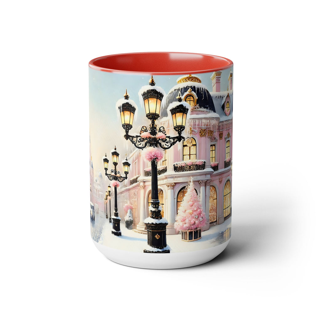 Pink Christmas Village Mug Christmas Movie Mug Christmas Coffee Mug Christmas Mug Aesthetic Mug Holiday Kitchen Decor Hot Coco Pink Mug 15oz