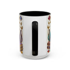 Stained Glass Style Cats Mug, Bookish Cat Art Mug, Jewel Tone Fantasy Cats Cup, Book Lover Mug 15oz