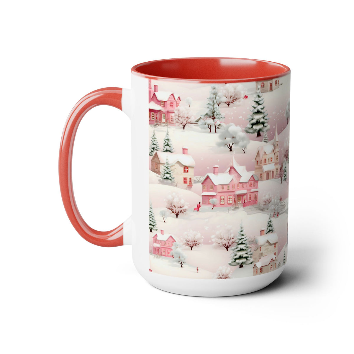 Pink Christmas Village Mug, Christmas Movie Mug, Christmas Coffee Mug, Merry Christmas Mug, Aesthetic Mug, Holiday Kitchen Decor, 15oz