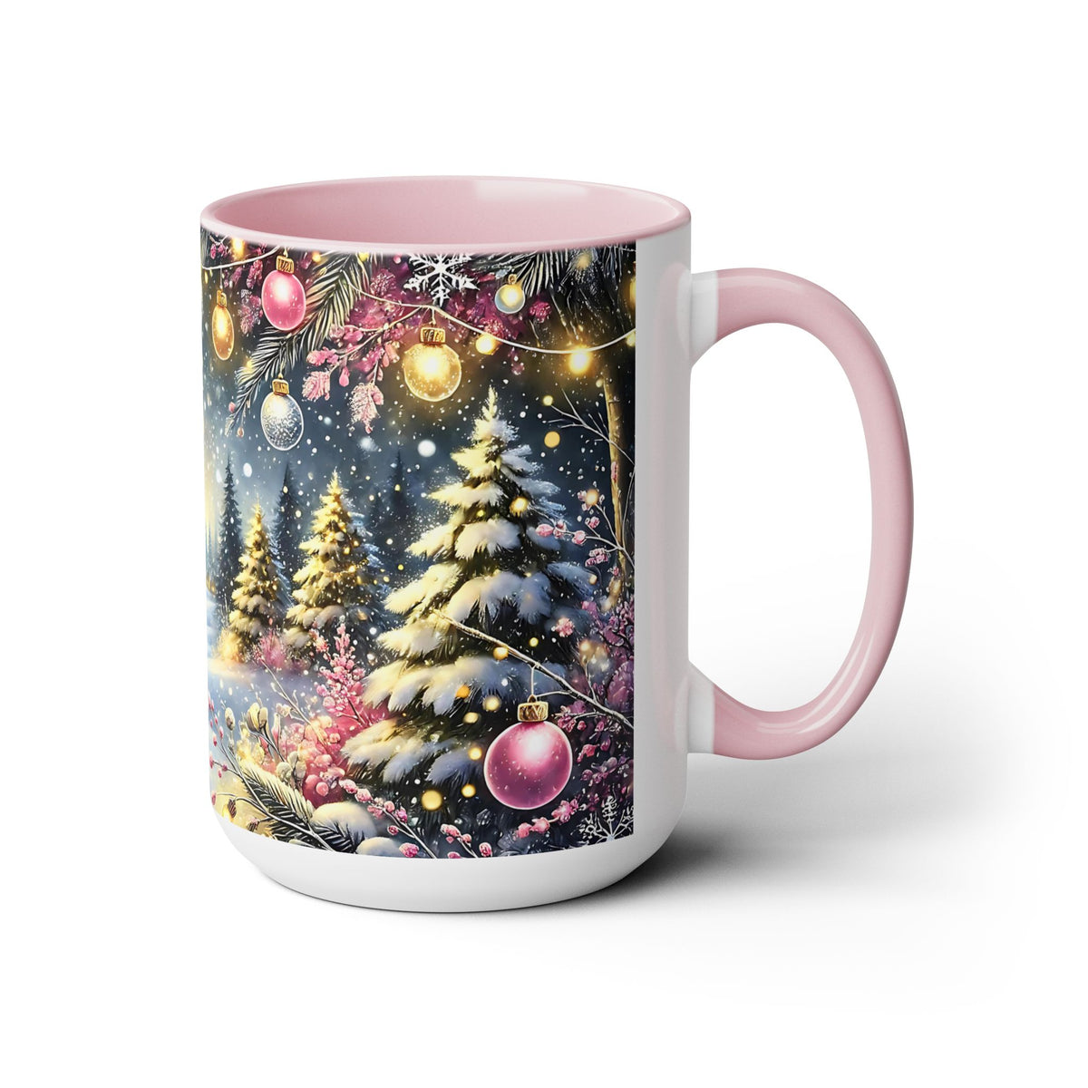 Pink Christmas Tree Coffee Mug, Christmas Kitchen Decor Mug, Retro Christmas Coffee Mug, Pink Christmas Tree Mug, Hot Coco Mug 15oz