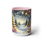 Pink Christmas Tree Coffee Mug, Christmas Kitchen Decor Mug, Retro Christmas Coffee Mug, Pink Christmas Tree Mug, Hot Coco Mug 15oz