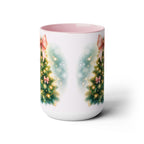 Christmas Tree Mug, Winter Tree Bow Mug, Holiday Mug, Aesthetic Pink Tree Mug, Christmas Coquette Mug, Holiday Mug, Pink Winter Mug 15oz