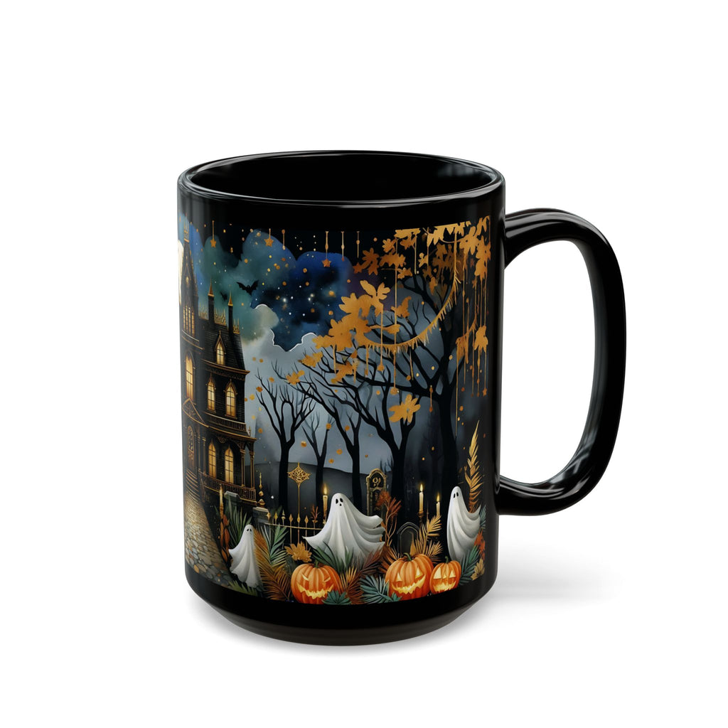 Halloween Haunted House Coffee Mug, Unique Halloween Gift, Spooky Witchy Cup, Halloween Cup, Vintage Style Halloween Mug, Ghost Mug 15oz