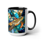 Sea Turtle Mug, Stained Glass Style | Ocean Coffee Cup, Ocean Lover Cup 15oz