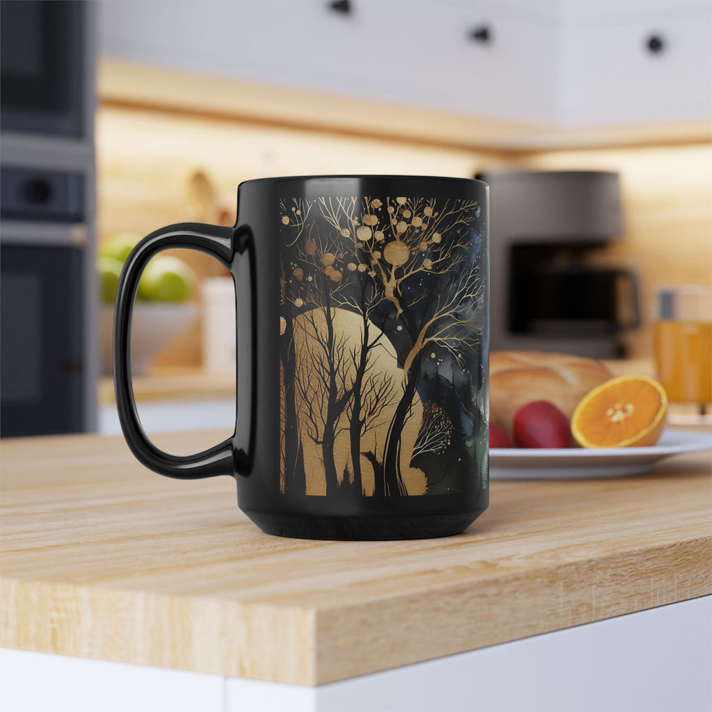 Dark Forest Mug, Mystical Night Coffee Mug, Witchy Moon Mug, Gothic Forest Dark Academia Mug, Mystical Forest Coffee Cup, Halloween Cup 15oz