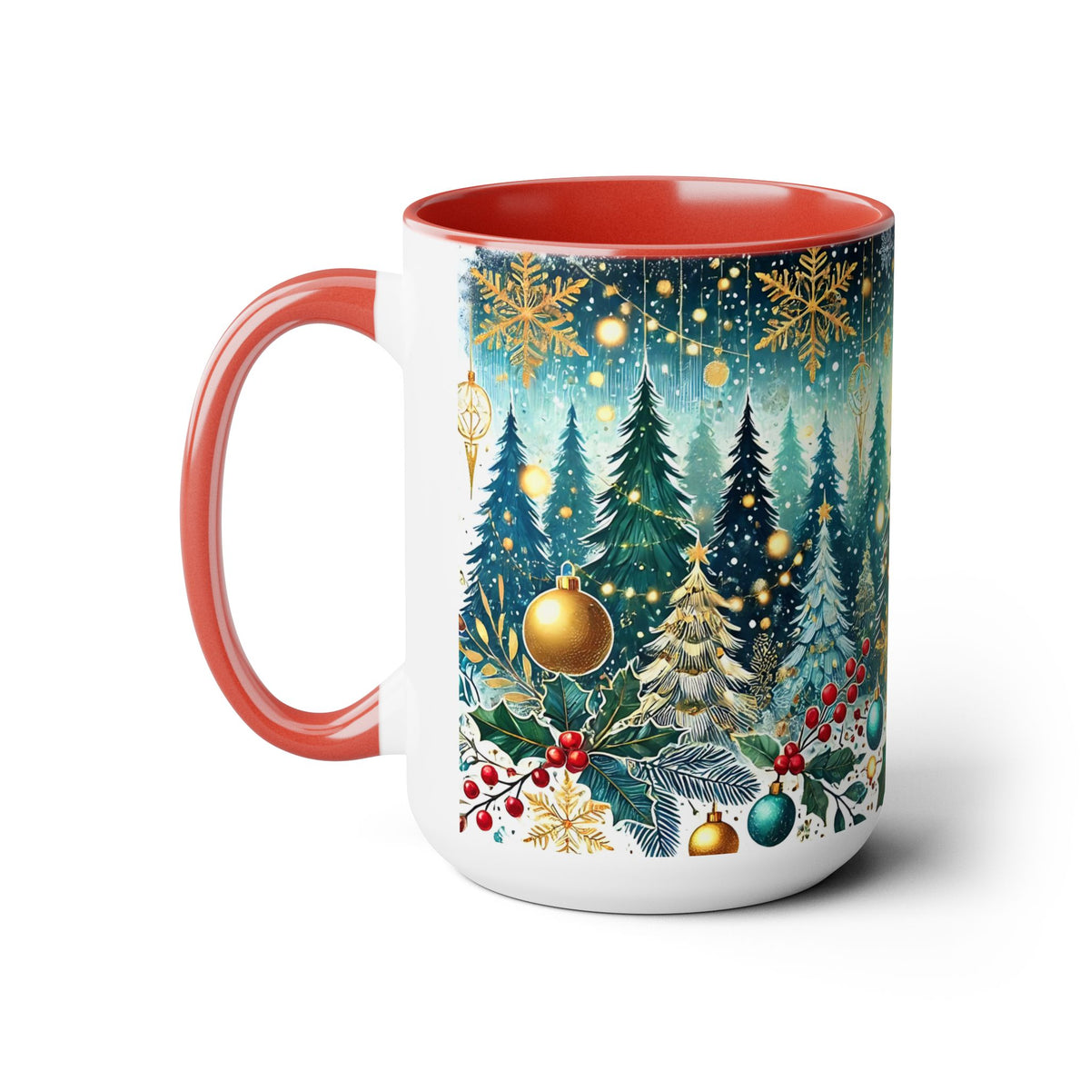 Christmas Mug, Festive Christmas Coffee Mug, Vintage Style Holiday Mug, Classic Christmas Tree Mug, Kitchen Decor Mug, Forest Mug 15oz