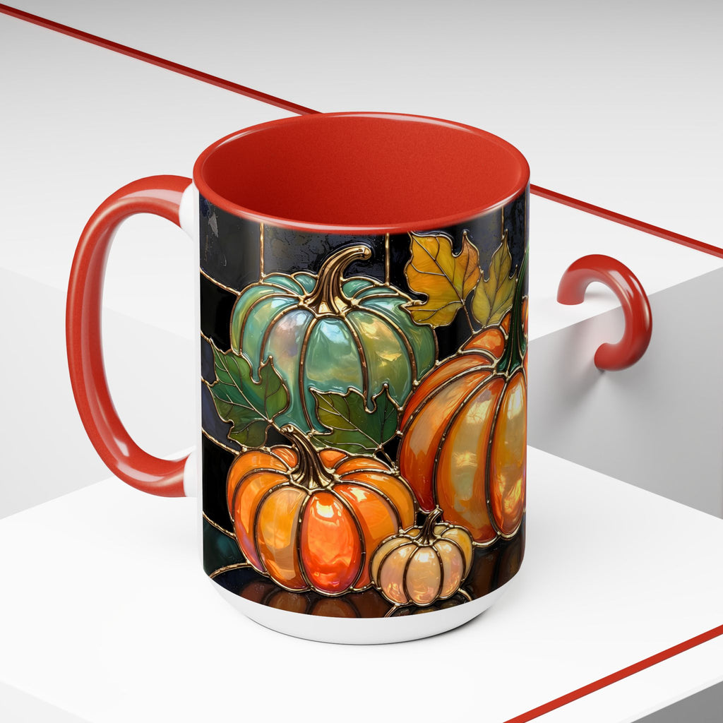 Pumpkin Mug, Fall Coffee Mug, Autumn Pumpkin Cup, Stained Glass Pumpkin Mug, Cozy Fall Gift, Thanksgiving Mug, Halloween Mug