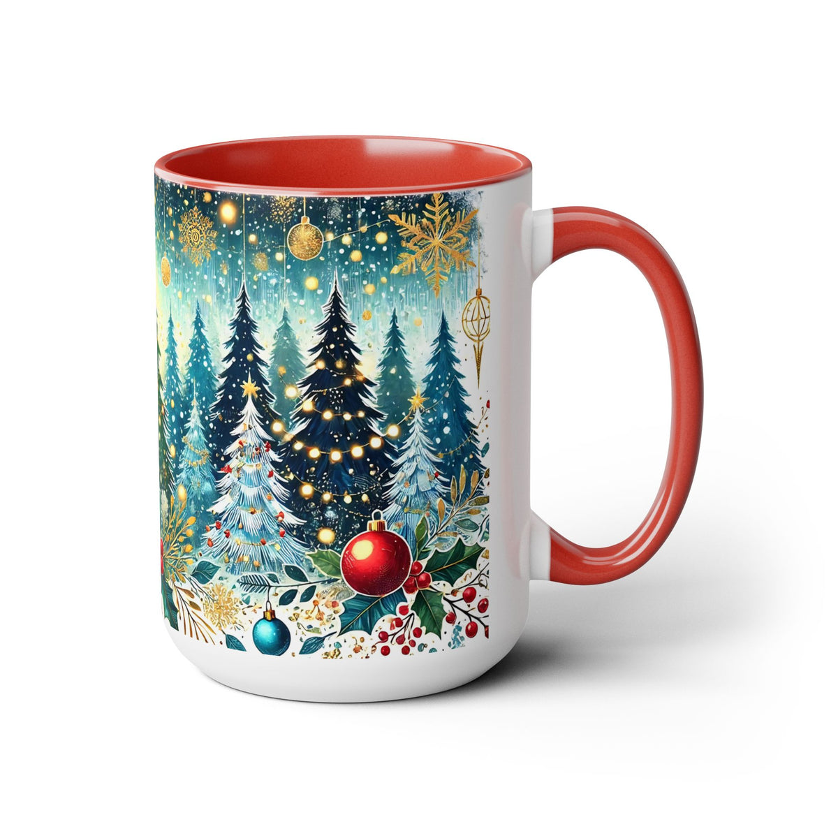 Christmas Mug, Festive Christmas Coffee Mug, Vintage Style Holiday Mug, Classic Christmas Tree Mug, Kitchen Decor Mug, Forest Mug 15oz