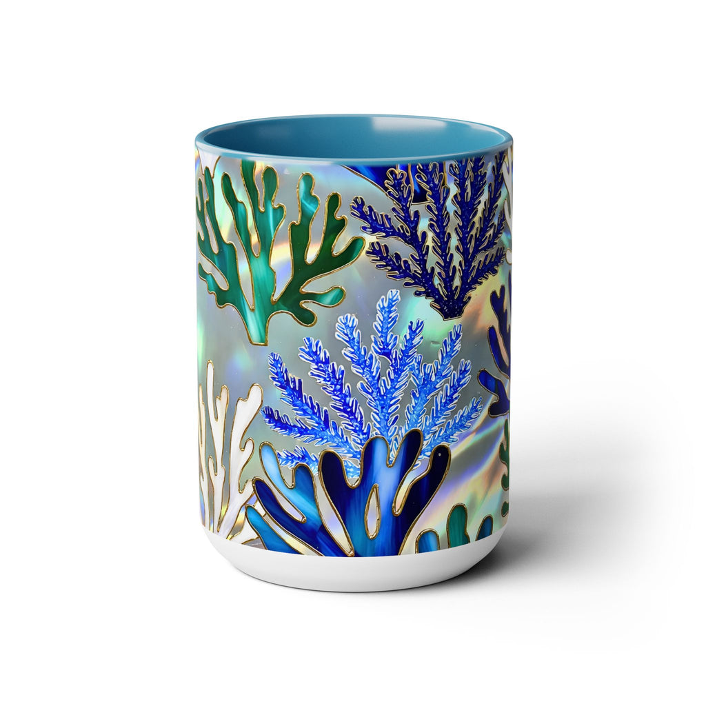 Coral Reef Mug, Stained Glass Style, Ocean Lover Gift Ocean Coffee Cup, Ocean Lover Cup 15oz