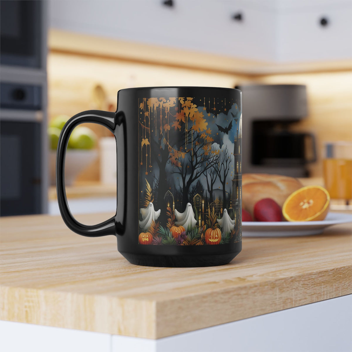 Halloween Haunted House Coffee Mug, Unique Halloween Gift, Spooky Witchy Cup, Halloween Cup, Vintage Style Halloween Mug, Ghost Mug 15oz