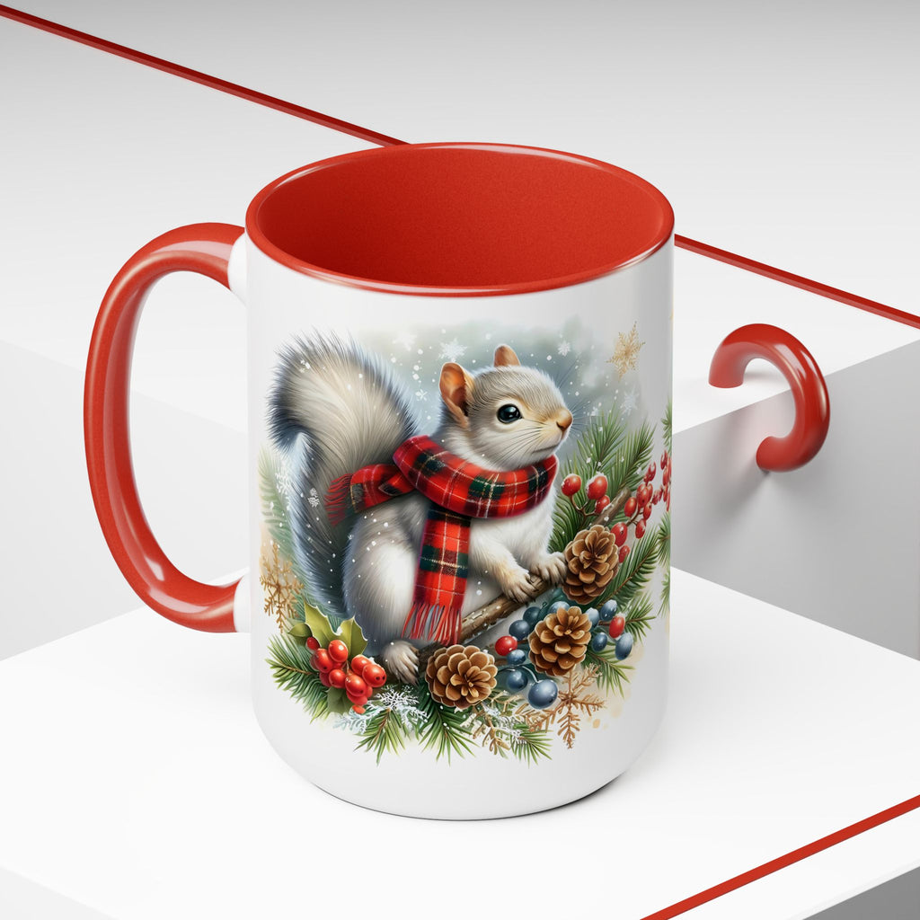 Squirrel Mug, Mug for Squirrell Lovers, Christmas Mug, Winter Ceramic Mug, Coffee Mug, Gift for Squirrell Lovers, Squirrell With Scarf  15oz