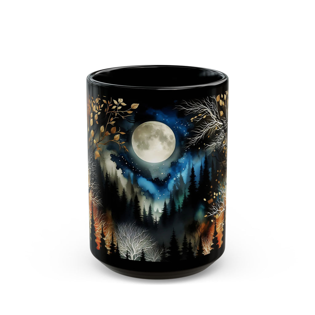 Witchy Moon Mug, Dark Forest Mug, Gothic Forest Dark Academia Mug, Mystical Night Coffee Mug, Mystical Forest Coffee Cup, Halloween Cup 15oz