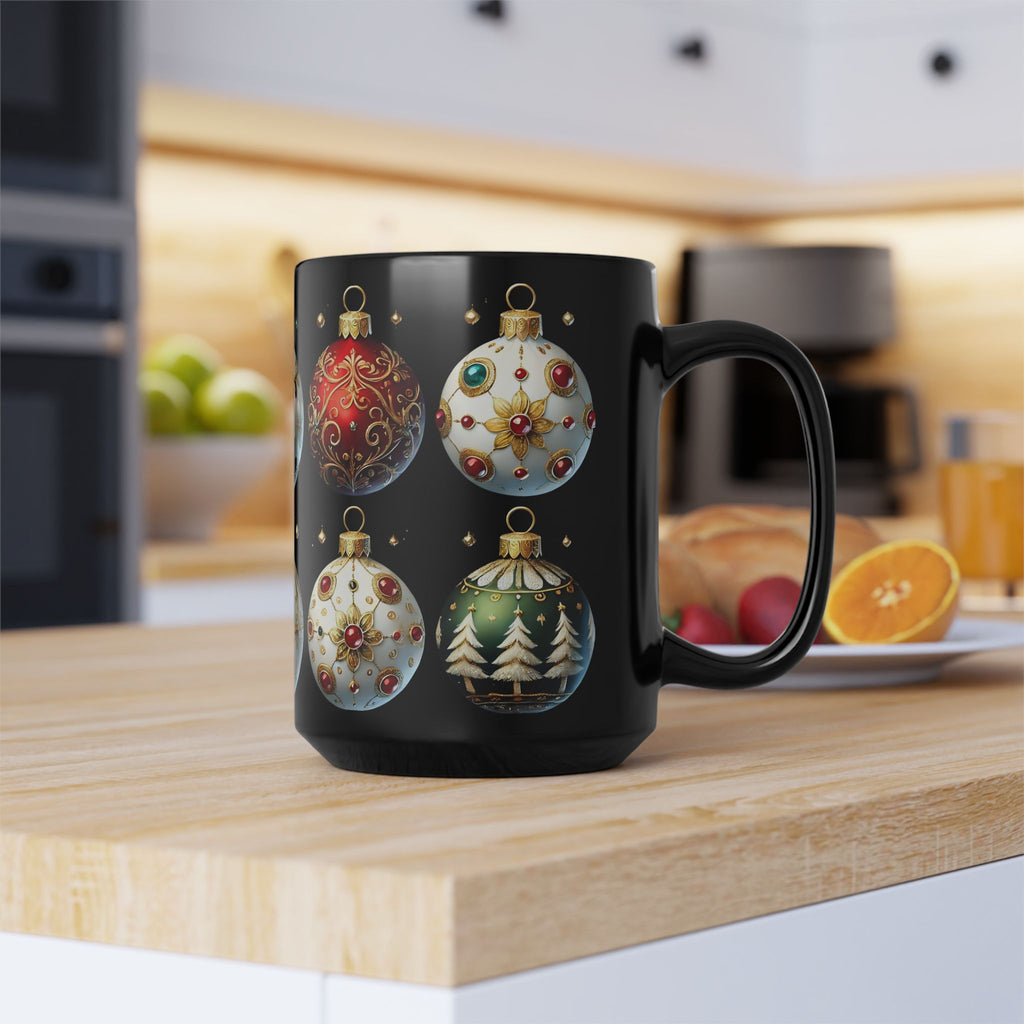 Christmas Ornaments Ceramic Mug, Holiday Coffee Cup, Festive Christmas Tea Cup, Festive Winter Drinkware, Xmas Decor Gift Idea 11oz, 15oz