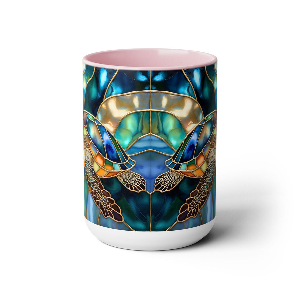 Sea Turtle Mug, Stained Glass Style | Ocean Coffee Cup, Ocean Lover Cup 15oz