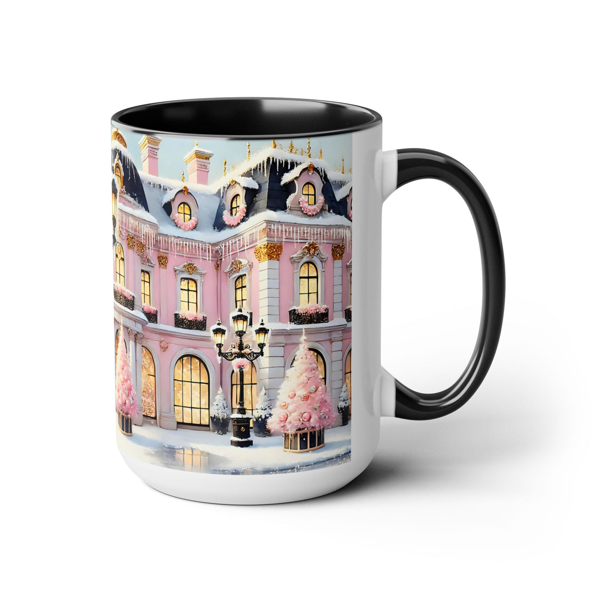 Pink Christmas Village Mug Christmas Movie Mug Christmas Coffee Mug Christmas Mug Aesthetic Mug Holiday Kitchen Decor Hot Coco Pink Mug 15oz