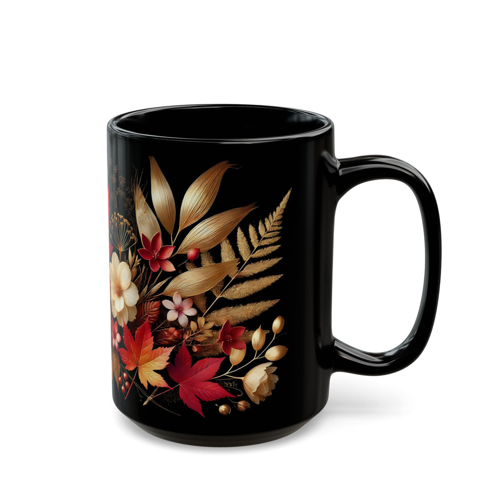 Fall Coffee Mug, Country Fall Autumn Mug, Maple Leaf Mug Pressed Flowers Leaves Style Mug Fall Colors Autumn Lover Gift Rustic Fall Mug 15oz