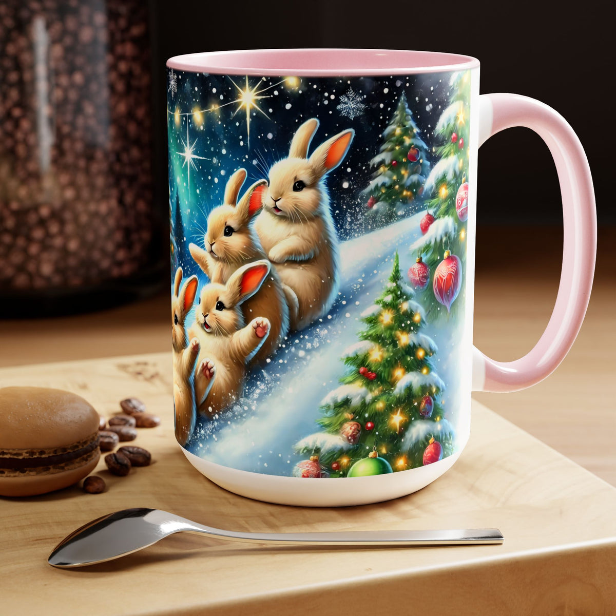 Christmas Bunny Mug, Bunny Holiday Mug, Bunny Coffee Cup, Winter Mug, Bunny Gifts, Merry Christmas Cup, Funny Coffee Mug, Kitchen Decor 15oz