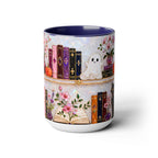 Halloween Ghost Bookshelf Mug, Cute Ghost Coffee Mug, Book Lover Gift, Pink Halloween Mug, Witchy Books Mug, Black Cat Mug, Fall Coffee Cup