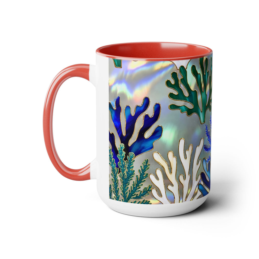 Coral Reef Mug, Stained Glass Style, Ocean Lover Gift Ocean Coffee Cup, Ocean Lover Cup 15oz