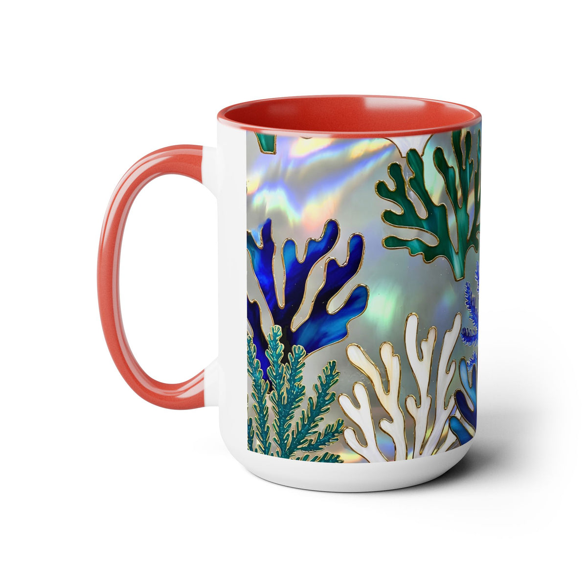Coral Reef Mug, Stained Glass Style, Ocean Lover Gift Ocean Coffee Cup, Ocean Lover Cup 15oz