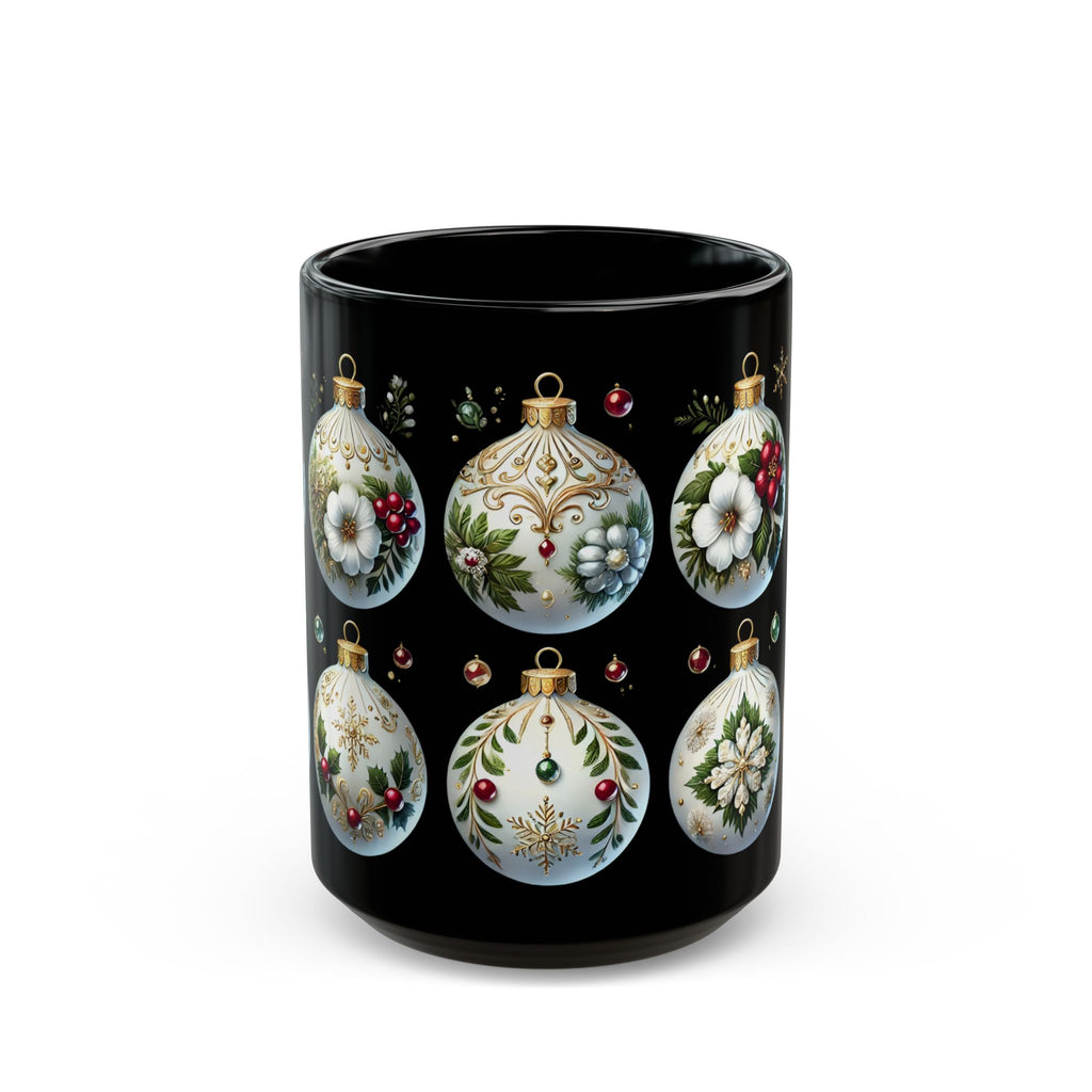 Christmas Mug, Christmas Ornaments Ceramic Mug, Holiday Coffee Cup, Festive Christmas Teacup, Winter Drinkware, Kitchen Decor Mug 15oz