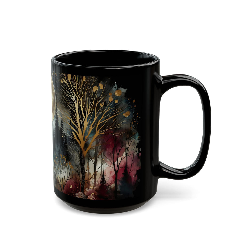 Witchy Moon Mug, Mystical Night Coffee Mug, Dark Forest Mug, Gothic Forest Dark Academia Mug, Mystical Forest Coffee Cup, Halloween Cup 15oz