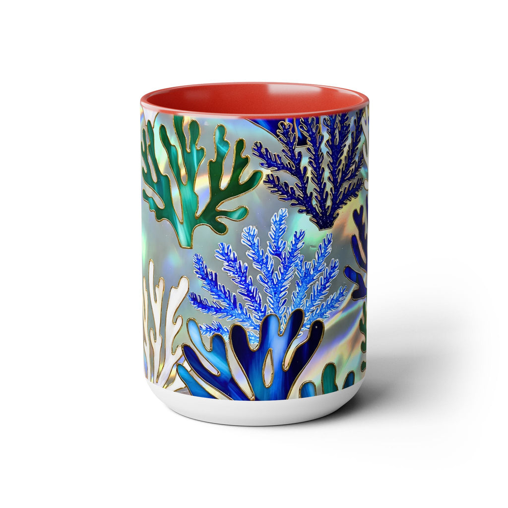 Coral Reef Mug, Stained Glass Style, Ocean Lover Gift Ocean Coffee Cup, Ocean Lover Cup 15oz