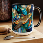 Sea Turtle Mug, Stained Glass Style | Ocean Coffee Cup, Ocean Lover Cup 15oz