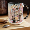 Pink Christmas Village Mug, Christmas Coffee Mug, Elegant Pastel Winter Village Ceramic Cup, Christmas Home Decor Kitchen, Winter Mug 15oz