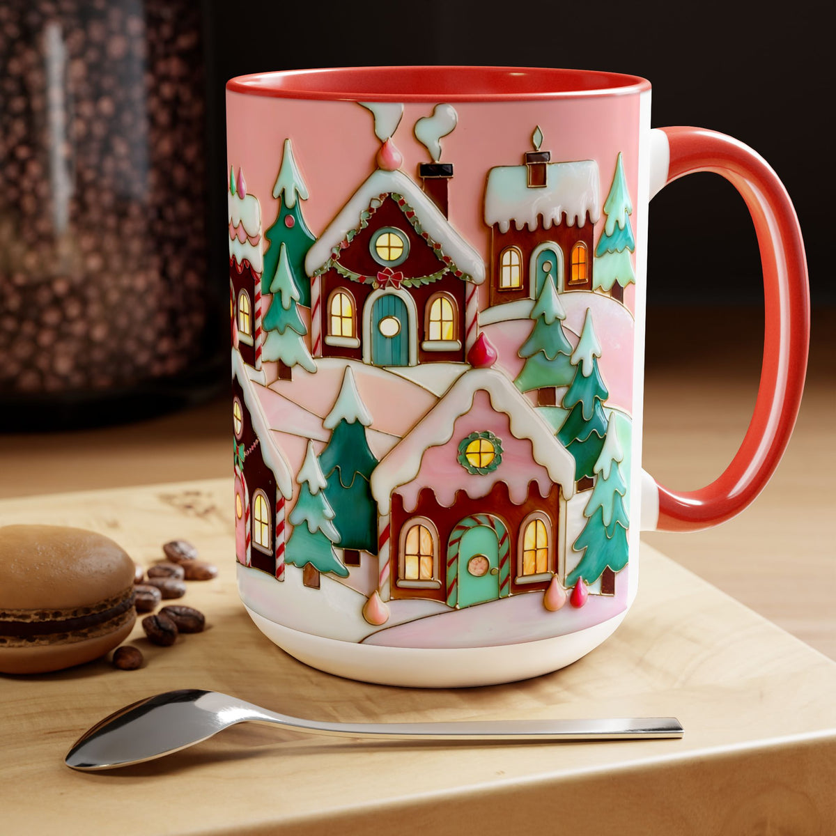 Pink Christmas Mug, Pinkmas Village Coffee Cup, Pink Christmas Town Mug 15oz, Cute Christmas Gift for Her