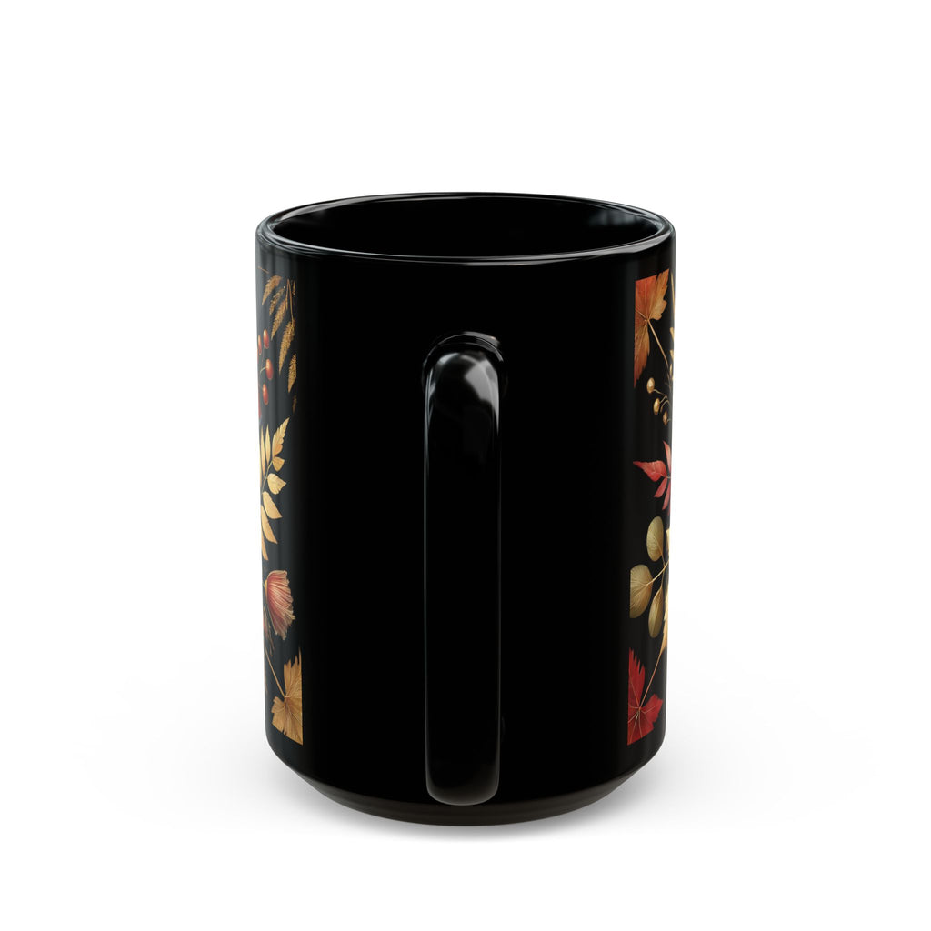 Fall Coffee Mug, Country Fall Autumn Mug, Maple Leaf Mug Pressed Flowers Leaves Style Mug Fall Colors Autumn Lover Gift Rustic Fall Mug 15oz