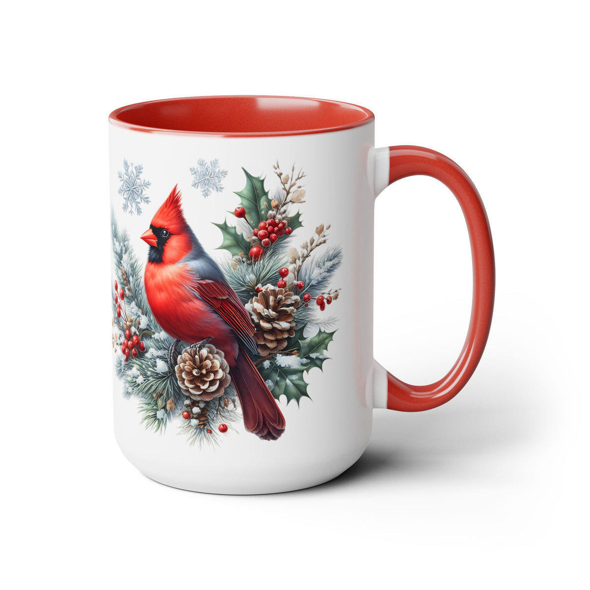 Cardinal Christmas Mug, Bird on Snowy Branch Mug, Bird Retro Christmas Mug, Cottagecore Mug, Christmas Movie Mug Christmas Kitchen Mug 15oz