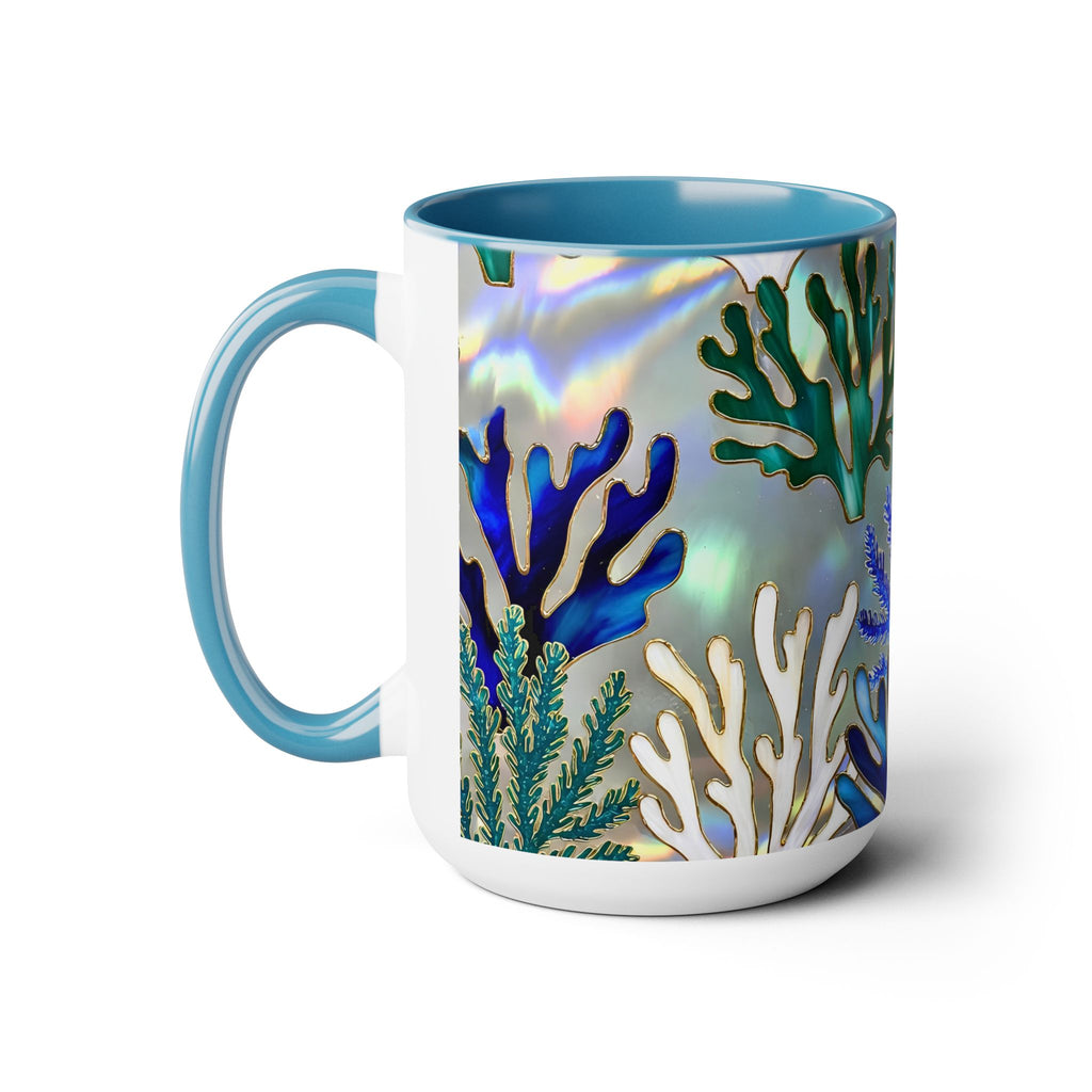 Coral Reef Mug, Stained Glass Style, Ocean Lover Gift Ocean Coffee Cup, Ocean Lover Cup 15oz