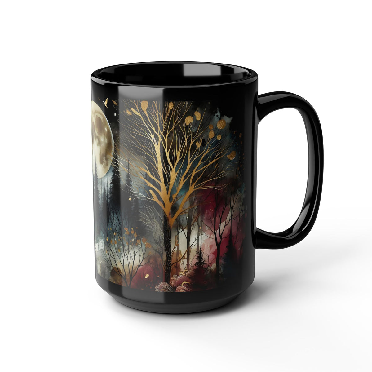 Witchy Moon Mug, Mystical Night Coffee Mug, Dark Forest Mug, Gothic Forest Dark Academia Mug, Mystical Forest Coffee Cup, Halloween Cup 15oz