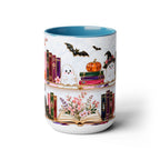 Halloween Ghost Bookshelf Mug, Black Cat Coffee Mug, Book Lover Gift, Witchy Ghost Mug, Spooky Library Cup, Fall Mug, Dark Academia Mug