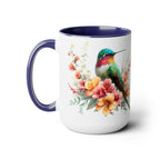 Hummingbird Mug, Hummingbird Bird Mug, Hummingbird Gifts for Women, Flower Hummingbird Mug, Bird Lover Gifts, Gift for Mom Mugs, 15oz