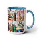 Floral Book Mug, Bookish Stained-Glass Style Mug, Book Lover Gift, Library Aesthetic Cup, Teacher Gift, Reading Mug 15oz